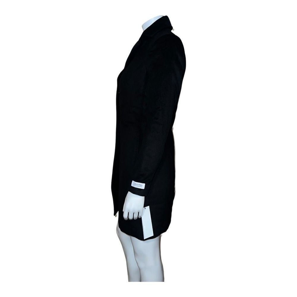 Calvin Klein Women's Single-Breasted Button Coat Wool Cashmere Blend Black 2 NWT - Picture 4 of 9